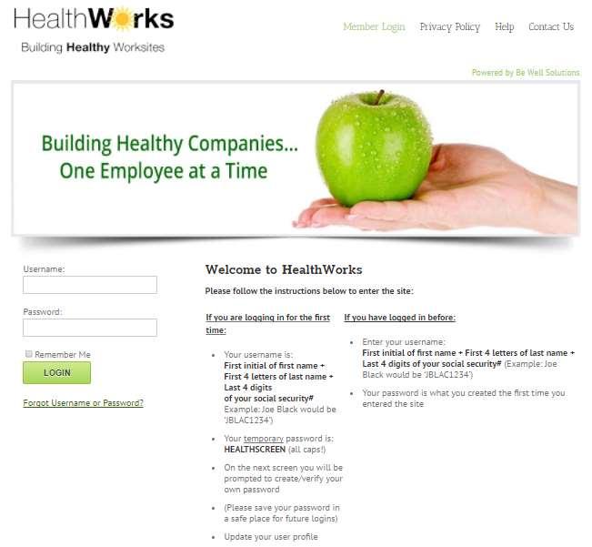 at HealthWorks by logging into the