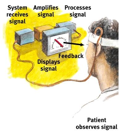 Using Biofeedback to Improve Health n Biofeedback: system for electronically recording, amplifying, and feeding back informa6on regarding a
