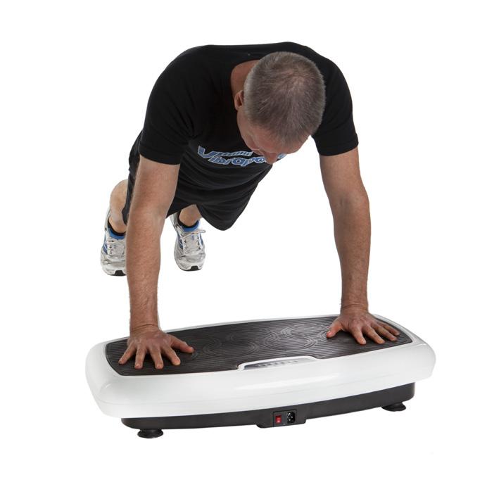 TOTAL BODY WORKOUT TOTAL BODY WORKOUT PUSH UP Position yourself in front of the Vibrapower Slim; place your hands on the platform, slightly pointing inwards, shoulder width apart and legs