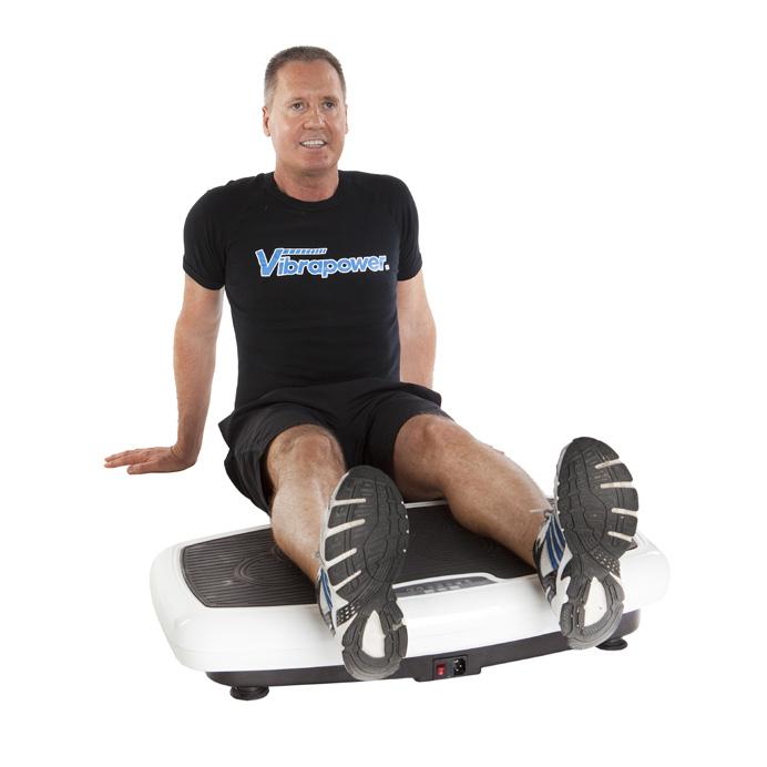 CALF MASSAGE Lie down in front of the Vibrapower Slim, with your back on the floor. Rest your calves on the platform with your toes pointing upwards.