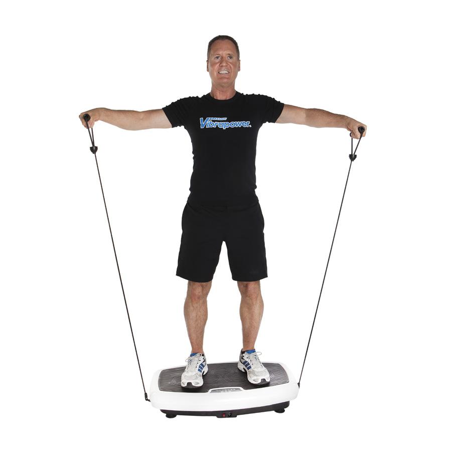 You can do this exercise with or without the vibration plate active. TRICEPS EXTENSION Carefully stand on the Vibrapower Slim.