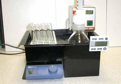 The Megazyme Incubation Bath Mk III (plus tube rack) is designed for use in conjunction with an IKA Labortechnik MINI MRI basic magnetic stirrer and a precision immersion heater (e.g. Julabo PC) and Amylazyme or Amylazyme BG test tablets.
