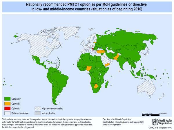 Figure 1: Distribution of PMTCT Options worldwide, 2016 The roll-out of B+ provided important lessons for ART scale-up.