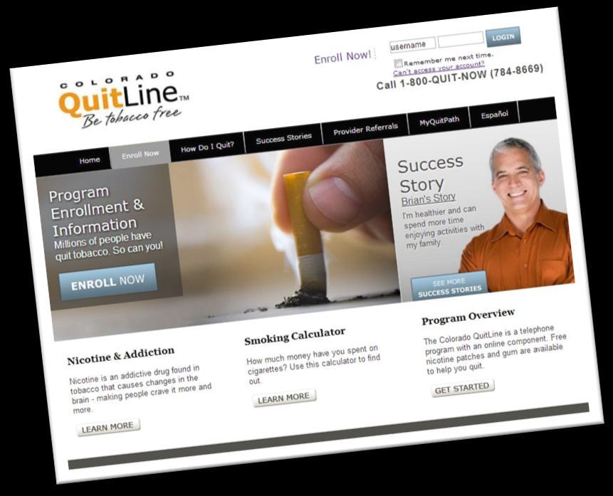 QuitLogix Program Offerings for the Employer or Health Plan Customized Website Online registration Abbreviated