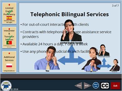 1.4 Telephonic Bilingual Services Judicial Branch interpreters are the gold standard for interpretation.