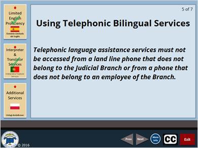 phone to obtain language assistance.