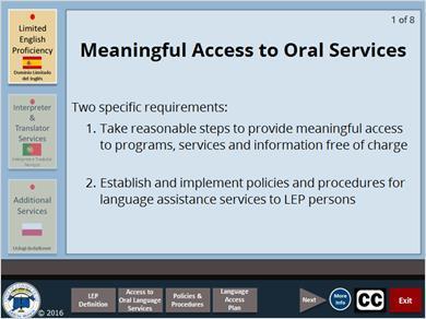 2.14 Access to Oral Services Some of the successful strategies used in the last video will be reviewed a little later in the program but let s focus on meaningful access first.