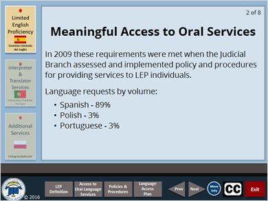 and procedures for providing language services to LEP individuals.
