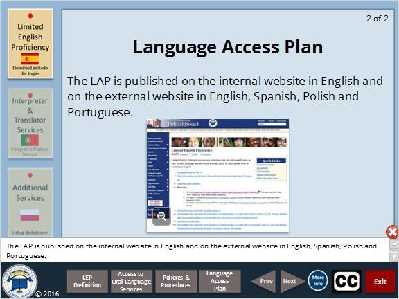 The LAP is published on the internal website in English and on the external website in English, Spanish, Polish and Portuguese.