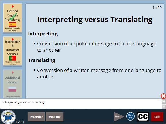 translating is the conversion of a written message from one language to