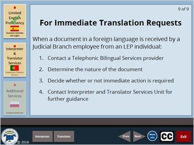 Judicial Branch employees are encouraged to regularly visit the Forms page to see which newly translated materials may assist them in the performance of daily responsibilities.