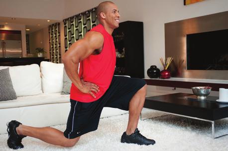 Lunge Stand with your feet shoulder-width apart.