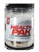 essential fats. Health Pak provides your body with the nutrients for maximal muscle recovery, organ, immune, cardiovascular, and joint support. All in just 5 easy to swallow pills, once a day.
