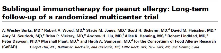 3-year f/u after daily dosing Placebo subjects given higher dose of SLIT (~3.7 mg daily) and treatment group maintained on lower dose (~1.