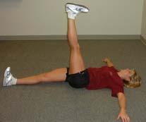 right knee. Be sure to keep your anchored foot flat on the ground as you move the opposite leg. Repeat 3 times to each side.