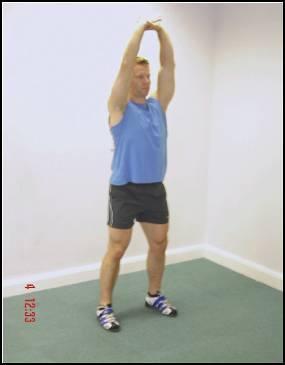 hips backwards to feel a stretch STRETCH: Standing latissimus dorsi Stand upright with should width