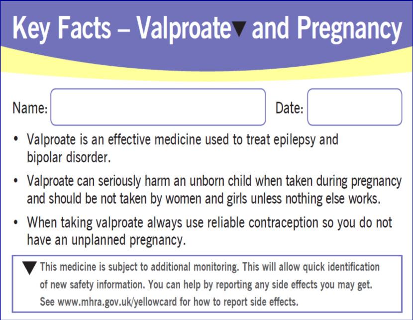 Valproate and women (SIGN) Sodium valproate is associated with an increased risk of foetal malformations and poorer cognitive outcomes in children exposed to valproate in utero.
