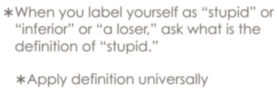 Define Terms When you label yourself as stupid or inferior or a loser, ask what is