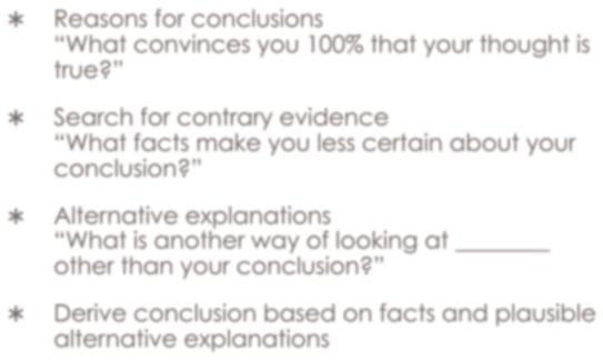 Useful strategy to test overgeneralizations, faulty conclusions, and ill-founded inferences 20 Test of Evidence Reasons for conclusions What convinces