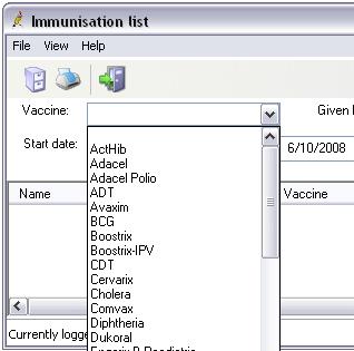 Searching and Printing Vaccination Lists Select Clinical > Immunisations from the Main
