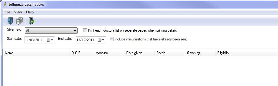 When this options is activated, each time an Influenza vaccine is given to a patient in an eligible group a prompt will display to allow you to indicate which group they fall in to.