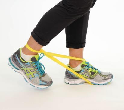 4) Leg Curl (leg muscles) Equipment: Exercise band (tie band to form a loop), chair Step 1: Begin by placing the band on the floor. Place your hand on a chair to help keep your balance.