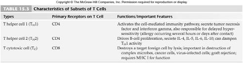 Characteristics of T cell subsets 53