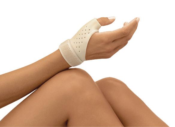 SellaFix N MetaCarpus Splint Thumb saddle joint orthosis made of thermoplastic material. Easy correction with hair-dryer and scissors. This allows individual fitting. Fine venting perforation.