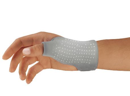 Ulnar ligament lesions (ski thumb), partial immobilization, rhizoarthrosis. Wrist circumference as shown ( 1cm = 0.3937 in).