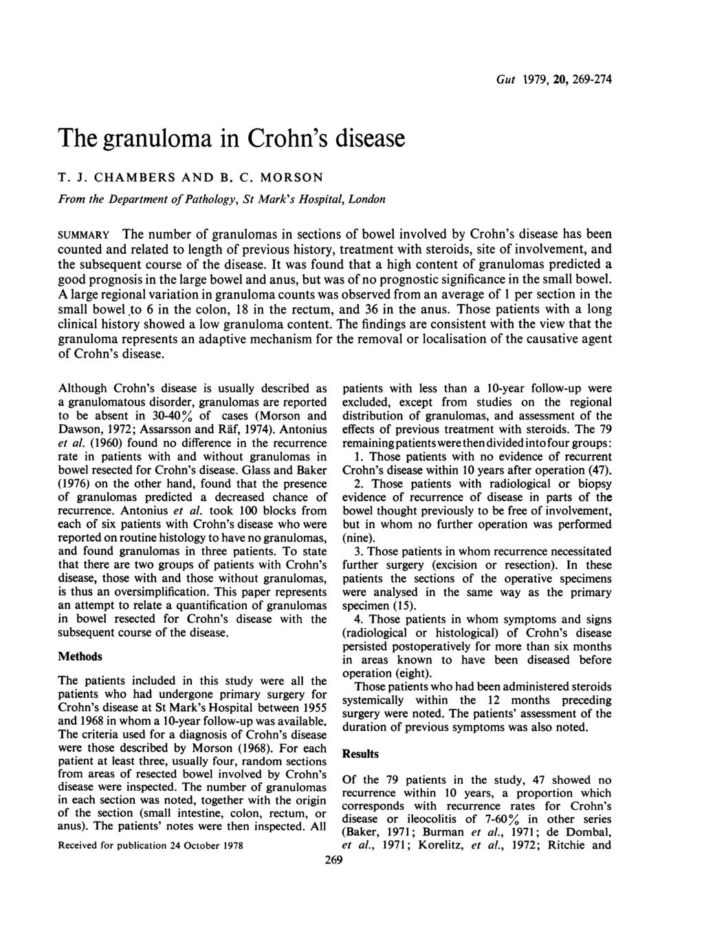 The granuloma in Cr