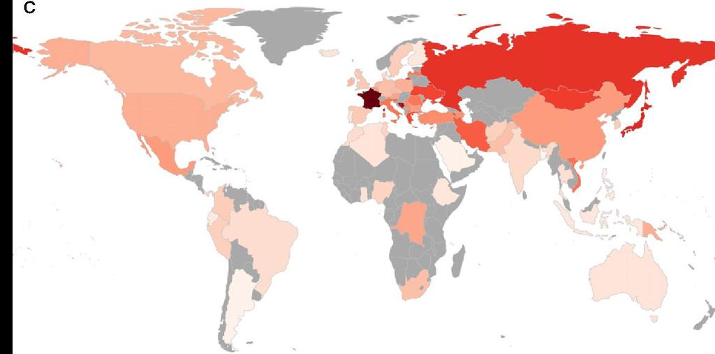 Vaccine confidence by world region and differences between perceived safety Vaccine World map of percentage negative ("tend to disagree"