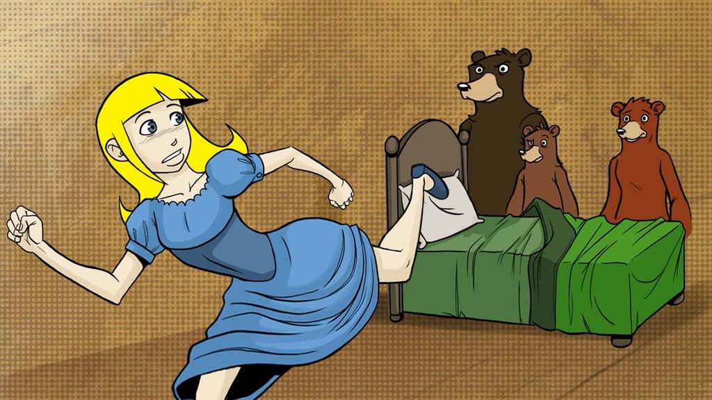 Goldenlocks had heard in her sleep the great, rough, gruff voice of the Great, Huge Bear, and the middle voice of the Middle Bear, but it was only as if she had heard someone speaking in a dream.
