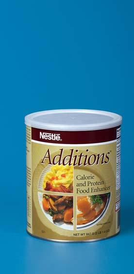 Additions Calorie and Protein Food Enhancer Real Food, Real Taste, Real Nutrition FEATURES AT-A-GLANCE Kcal/scoop powder 100 Caloric Distribution (% of kcal) Protein 24% Carbohydrate 36% Fat 45%
