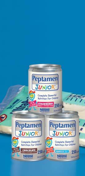 Peptamen Junior Complete Elemental Nutrition for Children Ready-to-use, peptide-based elemental diet for the nutritional support of GI impaired children ages 1-10 70 FEATURES AT-A-GLANCE Kcal/mL 1.