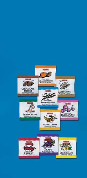 Nestlé Flavor Packets A System of Flavors Three flavoring systems enhance oral supplement compliance FEATURES AT-A-GLANCE Nestlé Flavor Packets Chocolate Deluxe, Orange Dream, French Vanilla,