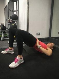 3A. BODYWEIGHT GLUTE BRIDGE 4 x 15-20 reps 10 seconds Single leg bodyweight glute bridge Lie on your back with your knees bent and feet