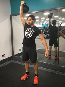 3. KETTLE BELL SHOULDER PRESS 4 x 4-6 per arm 60 seconds Dumbbell shoulder press Perform seated or standing up. Lift a kettle bell up to head height with your arm at 90 degrees out to your side.