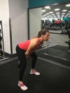 Squeeze your glutes and hamstrings to drive your hips forwards and swing the kettle bell out in front of you in a fast, explosive motion.