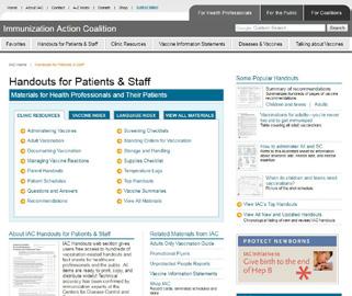 Patient and Staff Education This section contains educational materials for patients and staff to help answer questions and address vaccine myths and