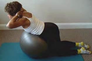 Back Extensions on Ball Lying on stomach over the gym ball, place hands on upper back Raise upper body until shoulders are level with hips (rib cage just off the
