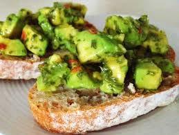 Healthy-Fat Recipes Avocado and Basil Bruschetta serves 8 Avocado is a source of unsaturated fats. For a lower-sodium option, serve this recipe on unsalted tortilla chips.