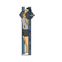Bent Knee Good Morning (Smith) 1) Stand with feet hip width apart with knees slightly bent (at 20 ). 2) Start position: Grasp bar with overhand grip hip width apart.