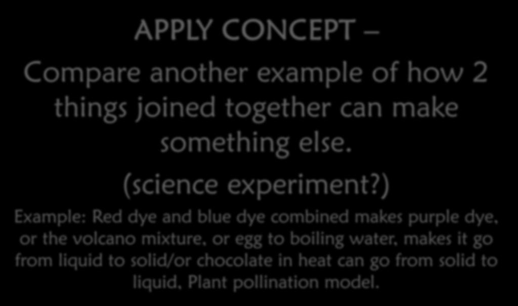 APPLY CONCEPT Compare another example of how 2 things