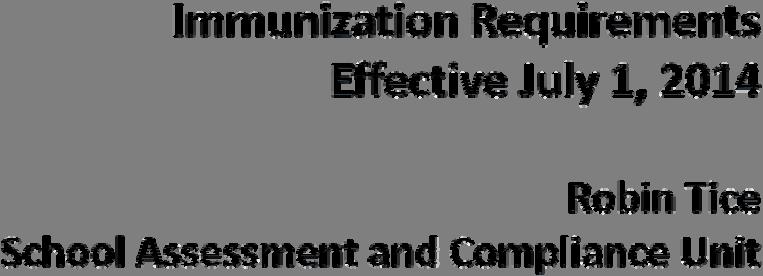 Presentation Objectives Describe the rationale for updating school entry immunization regulations Give a summary of