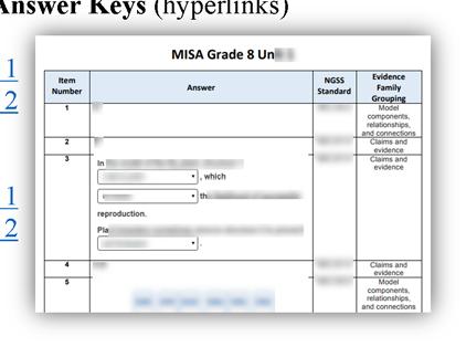 Non-Accommodated, TTS and Closed Caption Forms Answer Keys (hyperlinks) Grade 5 Non-Accomm, TTS and CC Answer Key_MISA Gr5 Unit 1 Non-Accomm, TTS and CC Answer Key_MISA Gr5 Unit 2