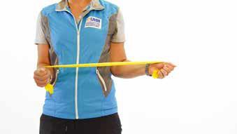 Hold one end of the exercise band in each hand Step 3: Start with your right hand and pull the exercise band away from your left hand. Slowly rotate your right forearm outward two or three inches.