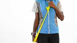 9A) Triceps Extension (arm muscles) Equipment: Exercise band (tie band to form a loop) Step 1: Tie your exercise band to make a loop. Stand with your feet shoulder width apart and knees slightly bent.