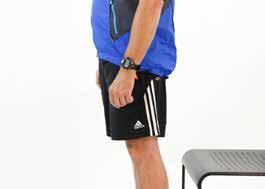 2) Half-Squat (thigh muscles) For an alternative see exercise 2A Equipment: Chair, as you get stronger add dumbbells for added resistance (see next page) Step 1: Stand with feet shoulder width apart,