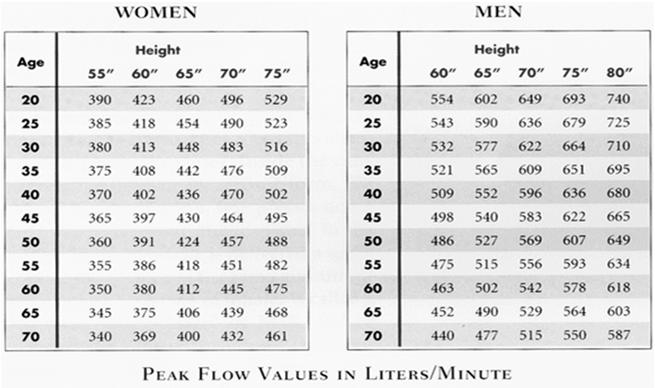 Normal Peak Flow Varies by Gender, Age, Ethnicity Peak Flow