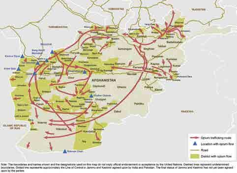 IV. OPIATE TRAFFICKING SUB-ROUTES ALONG THE NORTHERN ROUTE Northern Afghanistan: a heroin hub Opiate trafficking is widespread throughout Afghanistan, with drug traffickers using prominent transport